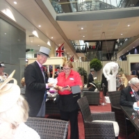 Jon collecting his winnings